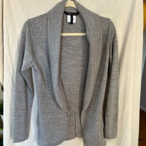 BCBG Max Azria grey high collared wrap cardigan